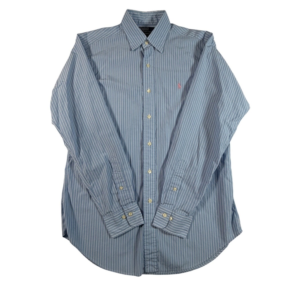 Polo Ralph Lauren Alcott Classic‎ Fit Striped Button Down Shirt Blue 15.5 34/35